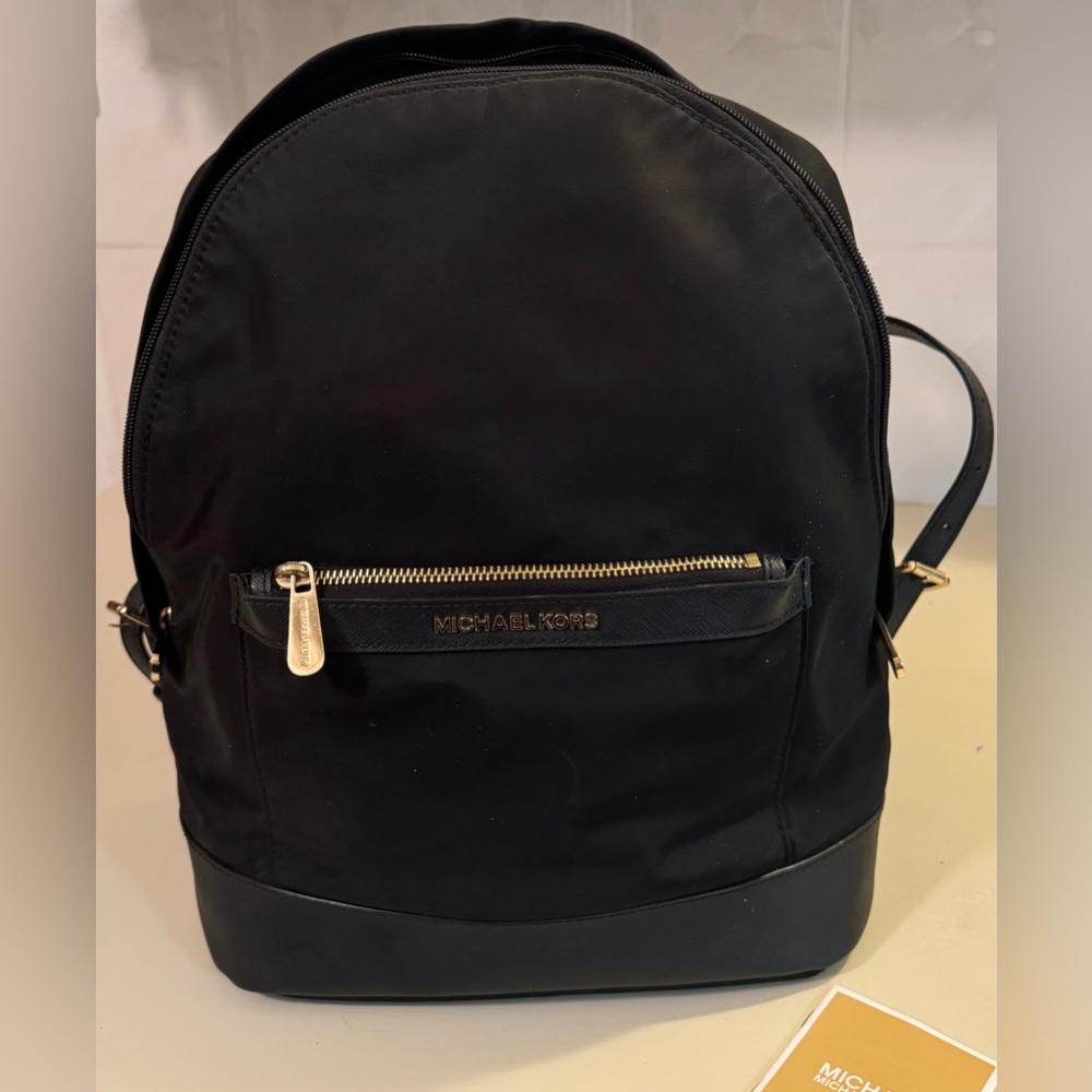 Michael Kors Black Adjustable Backpack with Gold Accents with Tags